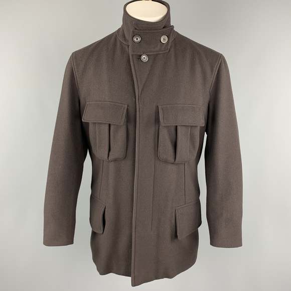 GUCCI Other - GUCCI Chest Brown Wool Peak Lapel Hidden Buttons Back Pockets Jacket